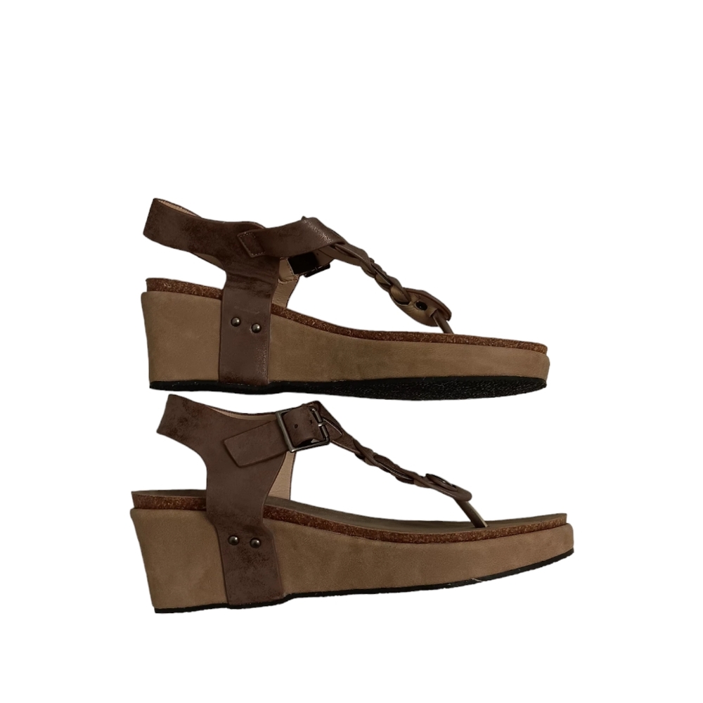 Siketu Womens Sandals Thong Ankle Strap Braided 40 US 9 Taupe W Rose Sheen